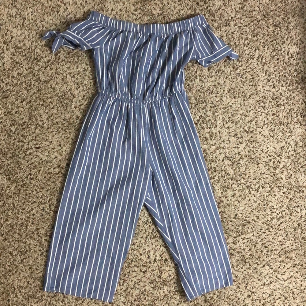Blue & White Striped Jumpsuit